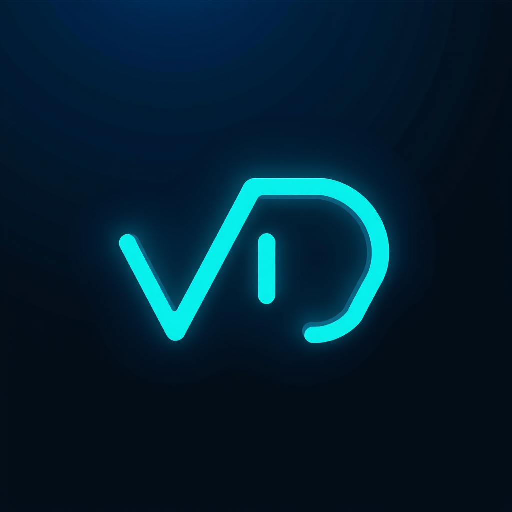 videodiffusion logo - stylized VD letters in electric teal on dark blue background representing AI video generation technology